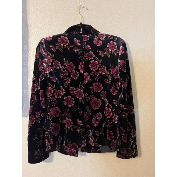 1. State Velvet Suit Jacket Blazer 4 6 Small Black Blue Purple Stretch - Picture 8 of 11